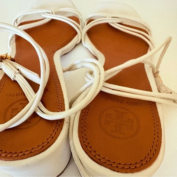 Tory Burch White Mini Benton Knotted Strap Sandals - Picture 8 of 12